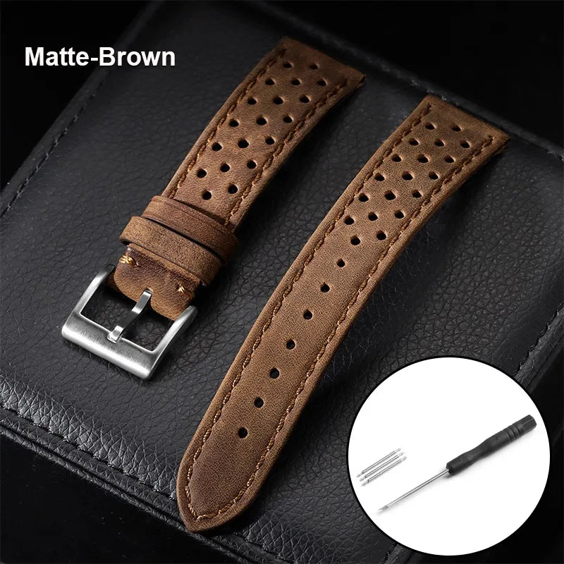 Breathable Leather Strap Men Women Universal Cowhide Watchband Business Wristbelt Band Sport Bracelet Accessories 18mm 20mm 22mm