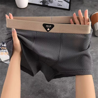 4pcs Men's Boxer Shorts Ice Silk Underwear Plus Size Underpants Cool Breathable Sexy Slim Panties Mesh Lingerie Wholesale Lots