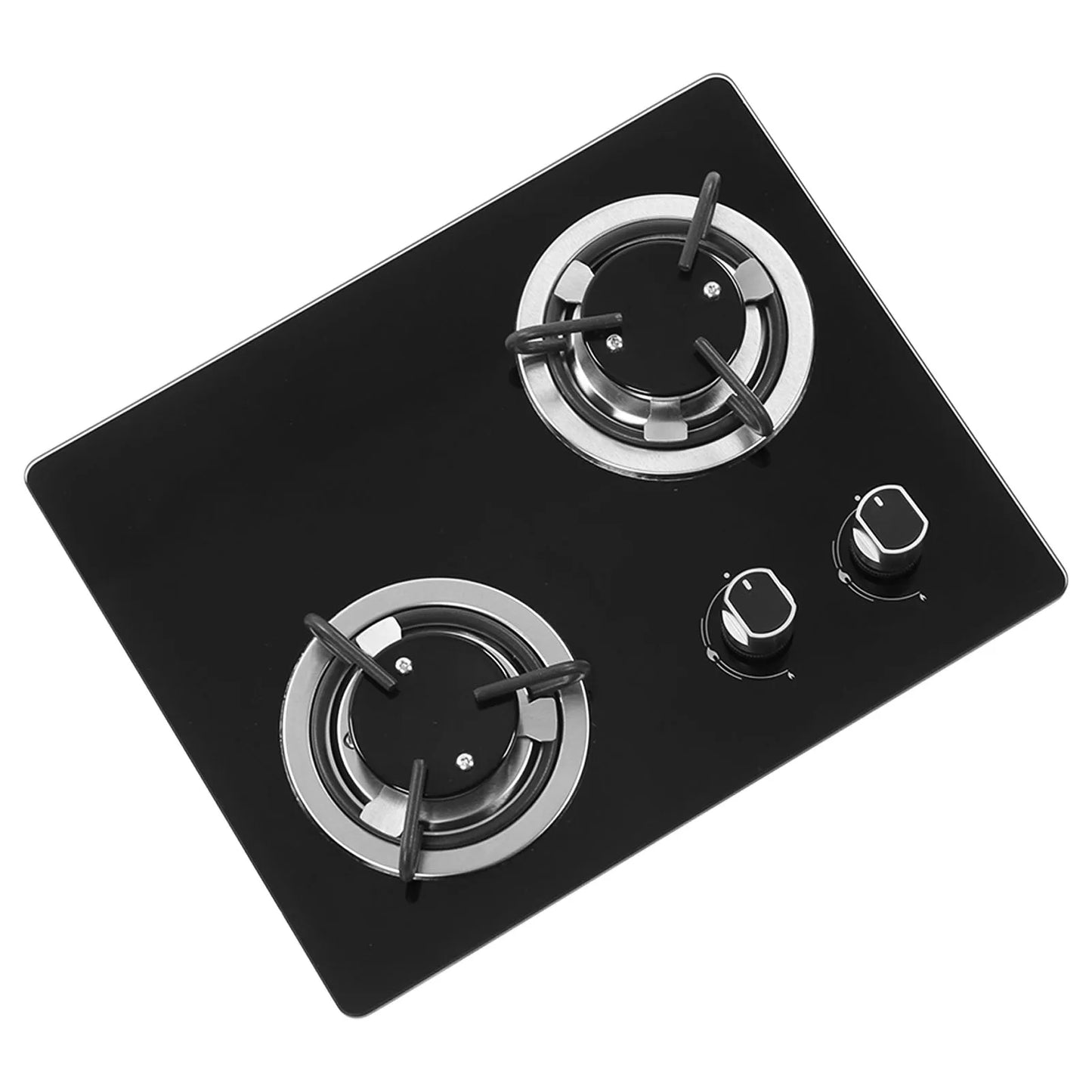 RV Gas Stove 2 Burners 1.8Kw Power Tempered Glass Panel Easy to Clean Gas Cook Top for Boat Caravan Camper