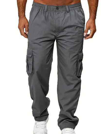 Men's Cargo Pants Sweatpants Outdoor Loose Straight Long Trousers Summer Casual Multi-Pocket Durable Workwear Male Trousers