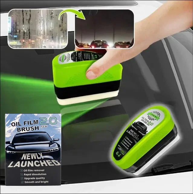 Crystal-Clear Windshields for European Cars: Glass Brush + Oil Film Remover (Front & Interior)
