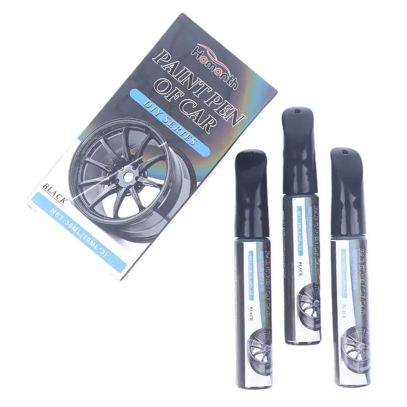 3Pcs/Black Wheel Scratch Repair Paint Marker Touch Up Pen for Car Alloy Rims Metal Surface Chip Mark Cleaner Tool