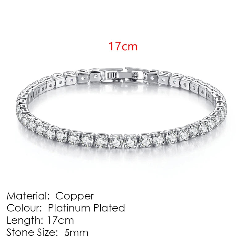 Fashion Multicolor Tennis Bracelet for Women 2.5/3/4/5mm Zirconia Charm Designer Tennis Chain Men Bracelet Wedding Jewelry KC128