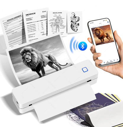 Mini Portable A4 Thermal Printer Bluetooth-compatible Photo PDF Printing Machine Folded Rolls Paper for Office Home Travel