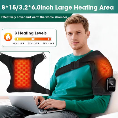 Electric Shoulder Heating Pad 3-Speed Vibration Muscle Relax Belt Thermal Massager Shoulder Neck Health Care Support Brace