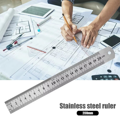 Stainle Steel Metal Straight Ruler Precision Double Sided Precision Measur Tool Scale Metric Ruler 15-50cm The Scale table Clear