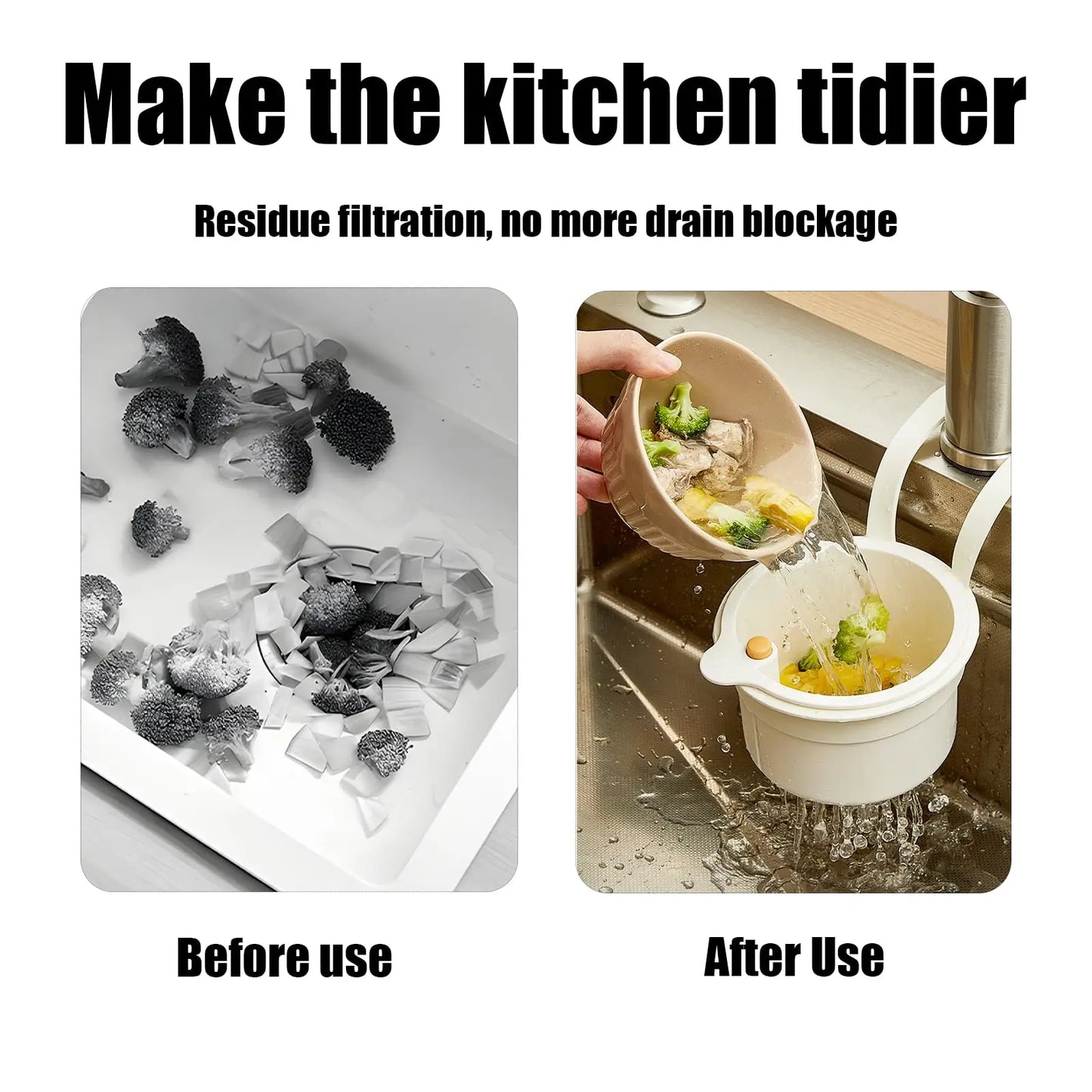 Self Cleaning Kitchen Sink Strainer Basket Press Automatic Dumping Waste Catcher Faucet Hanging Draining Basket Trash Filter