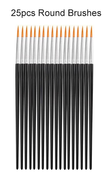 Flat And Round Paint Brushes Set,Pointed Flat Nylon Hair Brushes For Acrylic Oil Watercolor Paint Party Painting