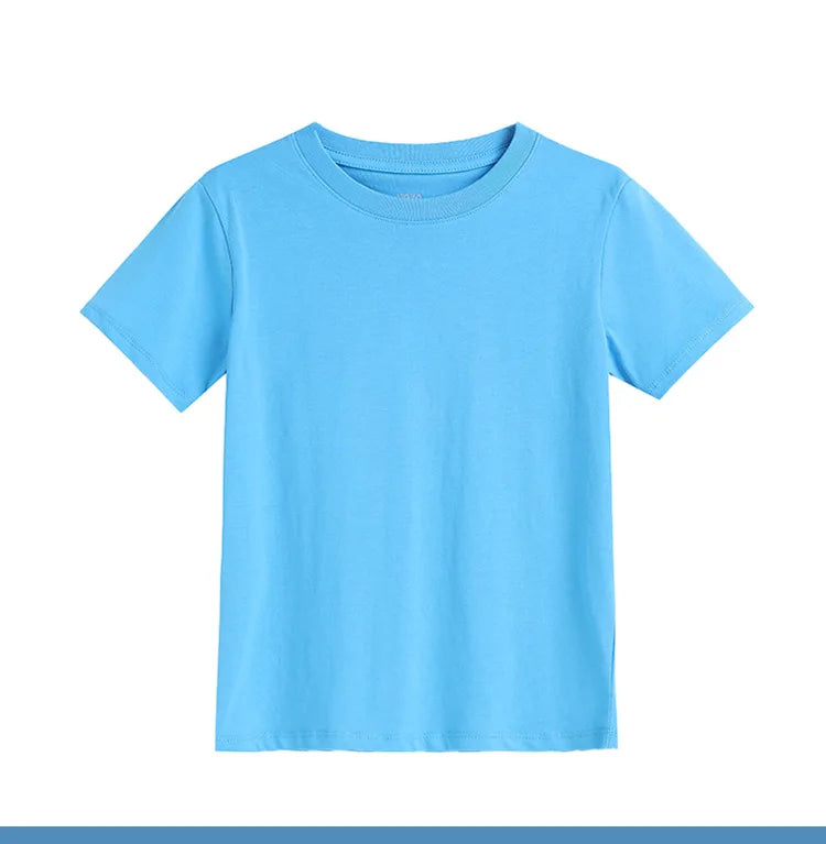 2-16 Years Summer Kids Boys Girls T-shirts Solid Cotton Breathable Teenager Short Tops Children's Tees Casual Shirt Baby Clothes