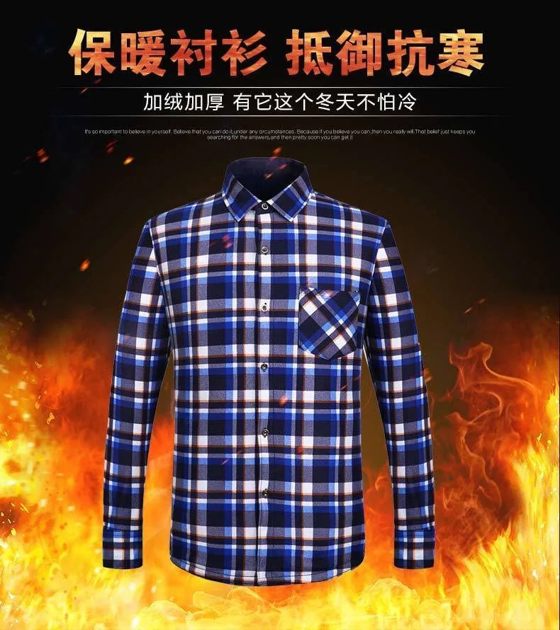 2025Men's Casual Warm Shirts Autumn Winter Long Sleeve Plaid Shirt Thick Warm Tops Men High Quality Soft Large Size Shirt Camisa