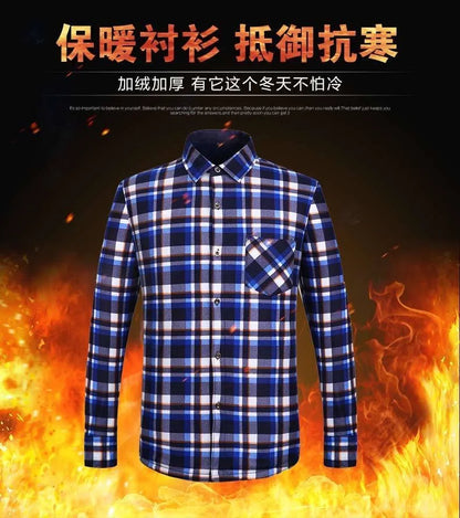 2025Men's Casual Warm Shirts Autumn Winter Long Sleeve Plaid Shirt Thick Warm Tops Men High Quality Soft Large Size Shirt Camisa