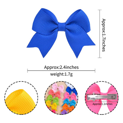 10Pcs/Set New Cute Solid Ribbon Bowknot Hair Clips for Baby Girls Handmade Bows Hairpin Barrettes Headwear Baby Hair Accessories
