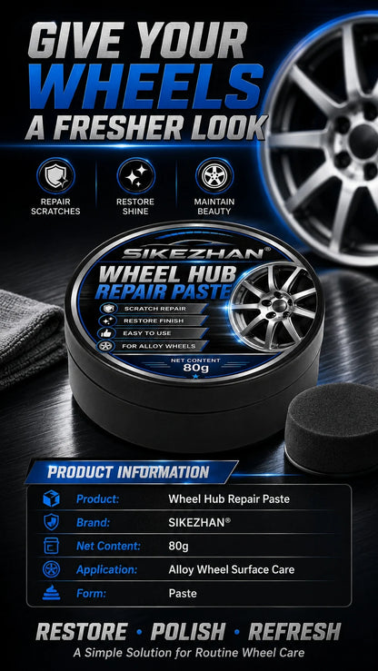 SIKEZHAN 80g Car Wheel Hub Repair Paste,Scratch & Oxidation Remover, Color Restorer and Polish Wax for Alloy Chrome Rims & Tires