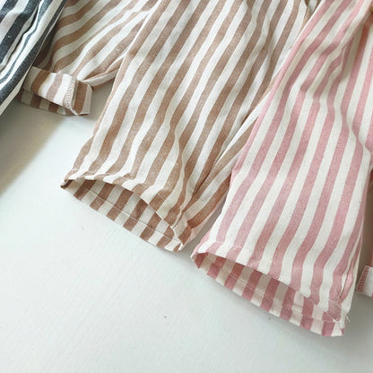 Children's Clothing Linen Cotton Shorts Summer Girls Boys Stripe Pants Kids Baby Casual Vintage Loose Short Pant Girl Clothes