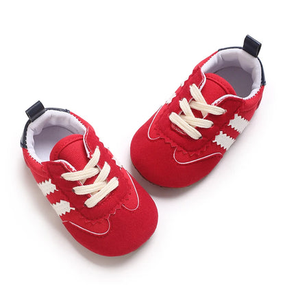 Spring and Autumn Fashion Stripes 0-1 Baby Shoes Baby Shoes Step Front Shoes Rubber Bottom Anti Slip Sneakers