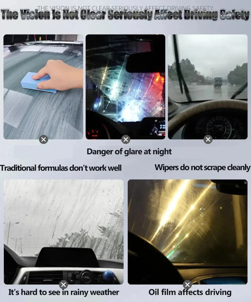 Car Windshield Oil Film Remover Crystal Clear Vision Glass Cleaner Brush For Front Interior Window Windshield Cleaning Care Tool