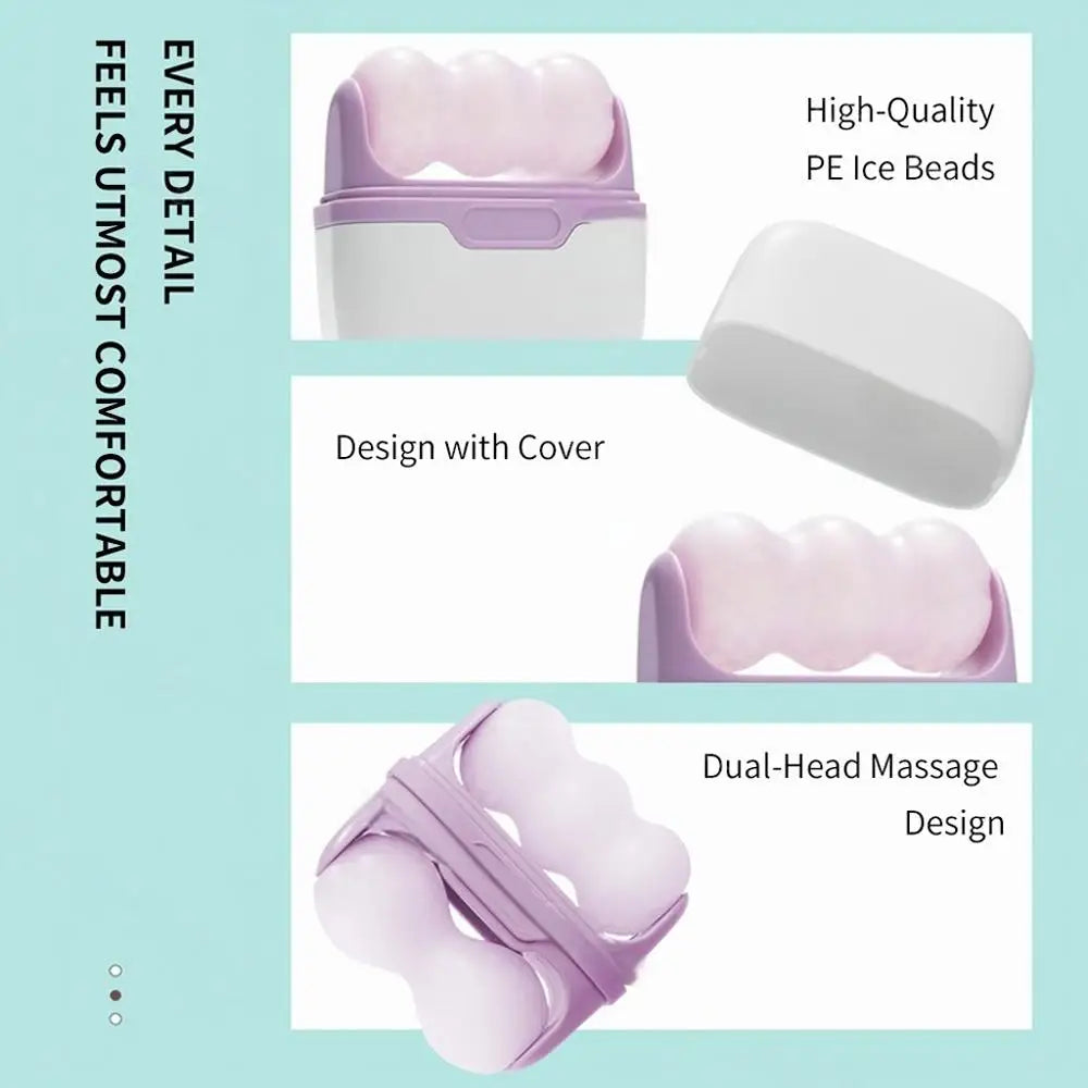 Double-headed facial ice roller, used for facial and head massage, made of resin material, without fragrance and battery