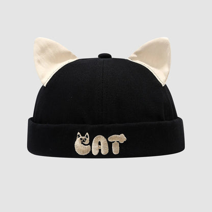 Cute Cat Ear Baby Docker Hat Cartoon Solid Color Toddler Brimless Cap Boy Girl Beanies Summer Cotton Kids Melon Landlord Hats