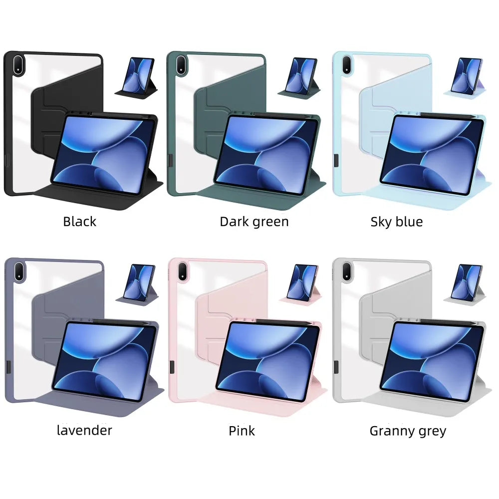 Tablet Case For OnePlus Pad 3 2Pro Oppo Pad 4 4Pro 13.2 IN with Pen Holder 360° Rotating Clear Hard Stand Flip  Shockproof Cover