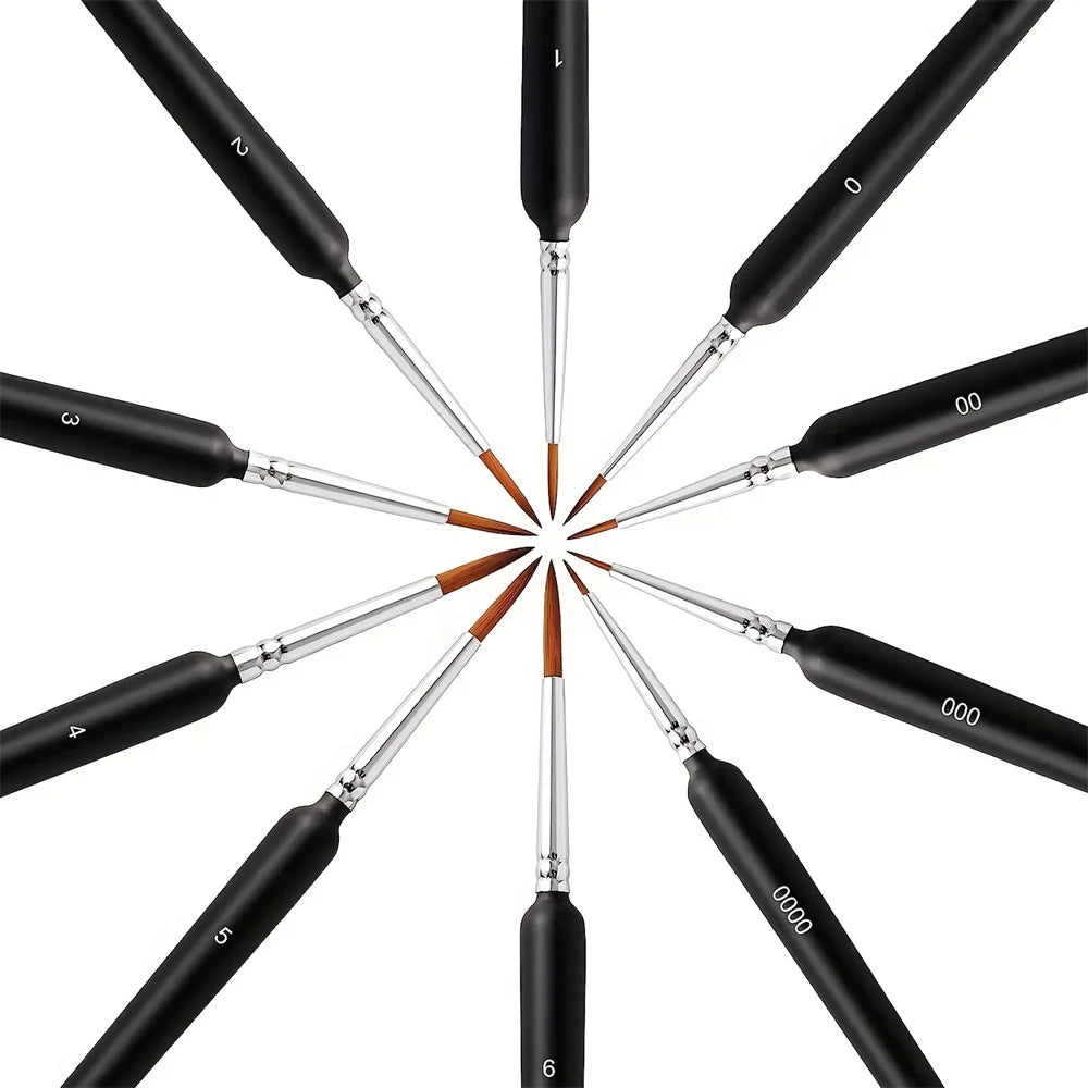 10/11pcs Miniature Paint Brushes, Detail Tip Paint Brushes Set With Ergonomic Handle - Suitable For Acrylic Painting, Oil, Wat