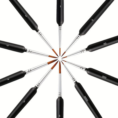 10/11pcs Miniature Paint Brushes, Detail Tip Paint Brushes Set With Ergonomic Handle - Suitable For Acrylic Painting, Oil, Wat