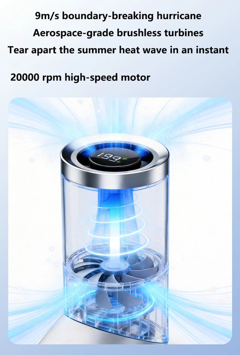 Lenovo Portable Foldable Handheld Fan Brushless Motor USB Rechargeable Mini Fan 199-Speed Settings with LED Display Small Fan