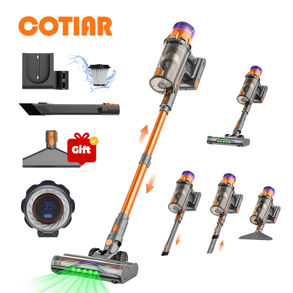 COTIAR S25 Cordless Vacuum Cleaner 650W 60kPa Strong Suction 70 Mins Runtime Handheld Home Appliance Portable Removable Battery