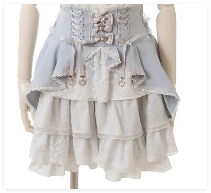Japanese Liz Skirt High Waist Thin Kawaii Cute Bow Lolita Skirts Women Summer New Elastic High Waist Ruffle Short Pleated Skirt