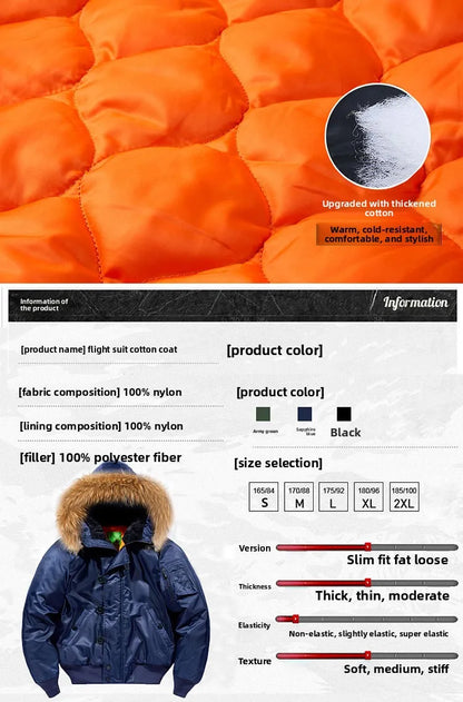 Pilot Men's jackets Thicken Winter Jacket Padding Man Down Jacket Coat Parkas Outdoor Fur Hooded Cotton Padded Jacket HXY0257