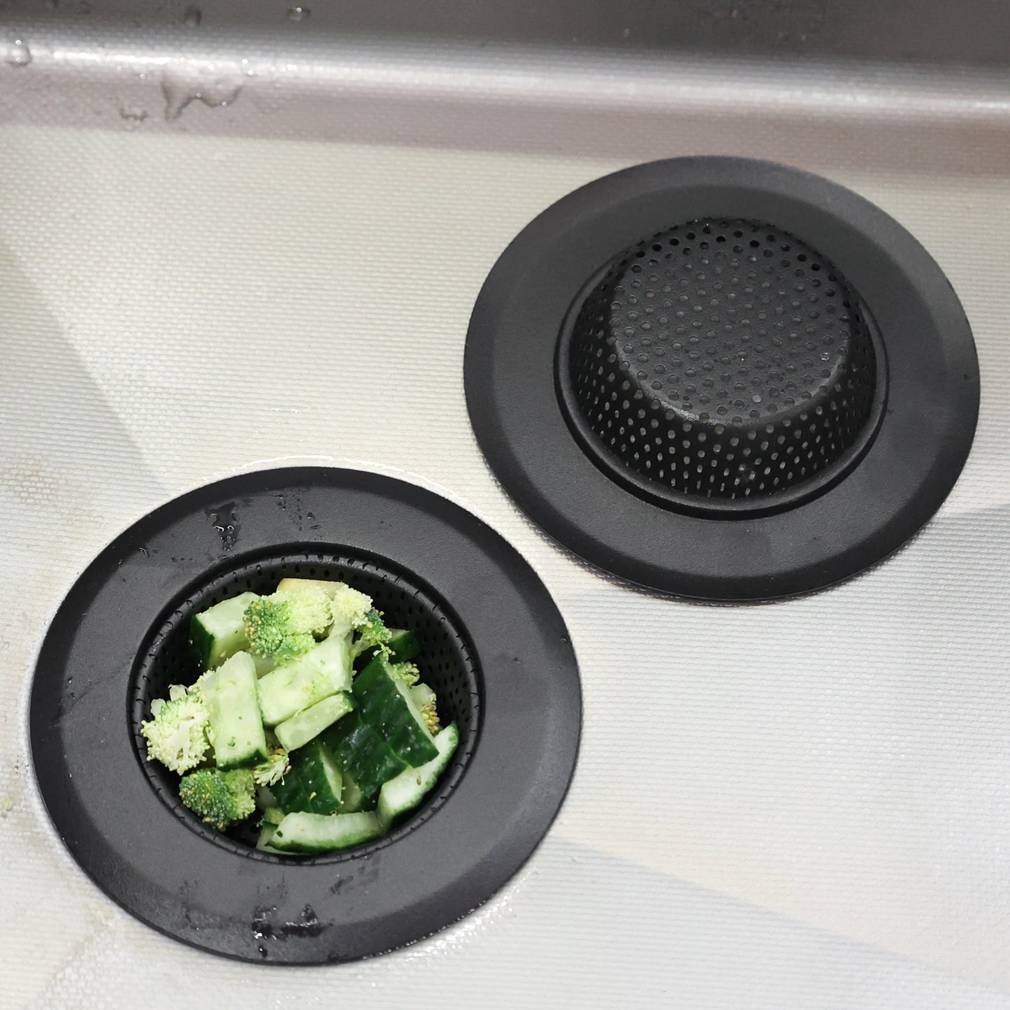 Black Stainless Steel Mesh Sink Strainers Kitchen Bathroom Sink Filters Sink Strainer Drain Hole Filter Trap Waste Screen S/M/L