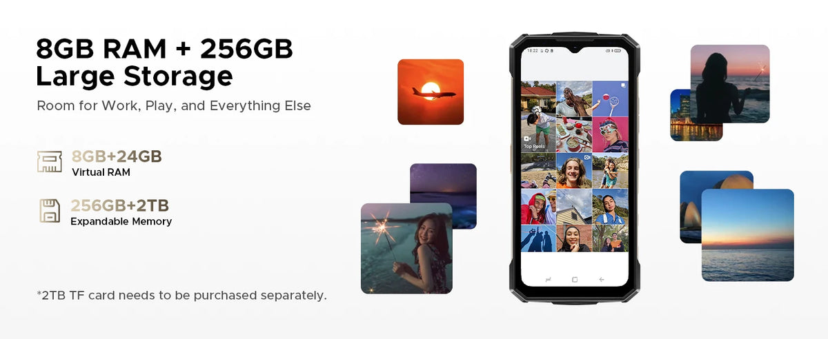 DOOGEE Fire 7 Ultra 5G Rugged Phone POC Walkie Talkie Mobile Phone 13000mAh Battery 32GB RAM (8+24) 256GB ROM Dimensity 6300 NFC