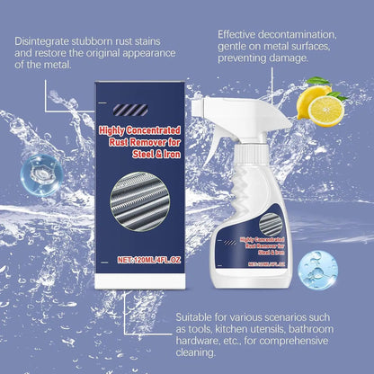 NEW All-Purpose Rust Remover Spray 120ML, Fast-Acting Iron Oxidation Eliminator, Restores Shine, Safe on Various Surfaces