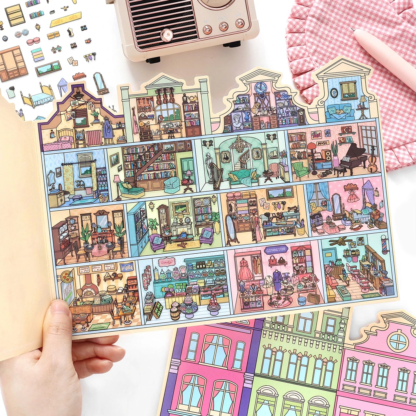 Kawaii College of Fine Arts 3D Candy Apartment Landscape Sticker  DIY Pocket Cabin Scene festival gift