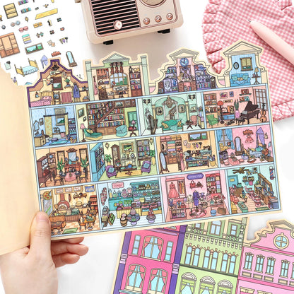 Kawaii College of Fine Arts 3D Candy Apartment Landscape Sticker  DIY Pocket Cabin Scene festival gift
