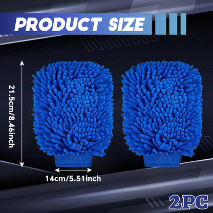 Microfiber Car Wash Cloth Gloves Automotive Double-sided Cleaning Drying Towels Thicken Chenille Vehicle Window Glass Supplies