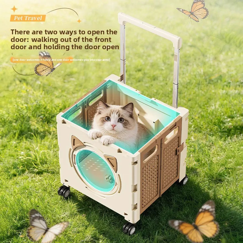Pet outdoor pet travel trolley cat dog trolley folding shopping cart supermarket household