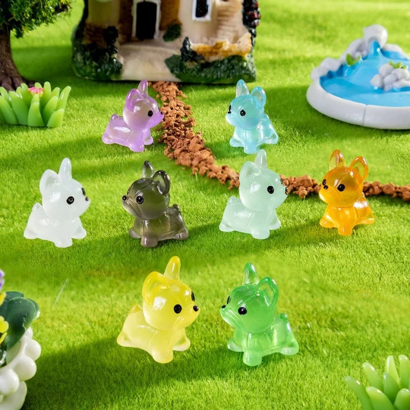 30PCS Mini Luminous Cute Puppy Accessories Toy Lovely Doggy Glow in The Night Fairy Garden Miniatures Dog Desk Decoration Gift