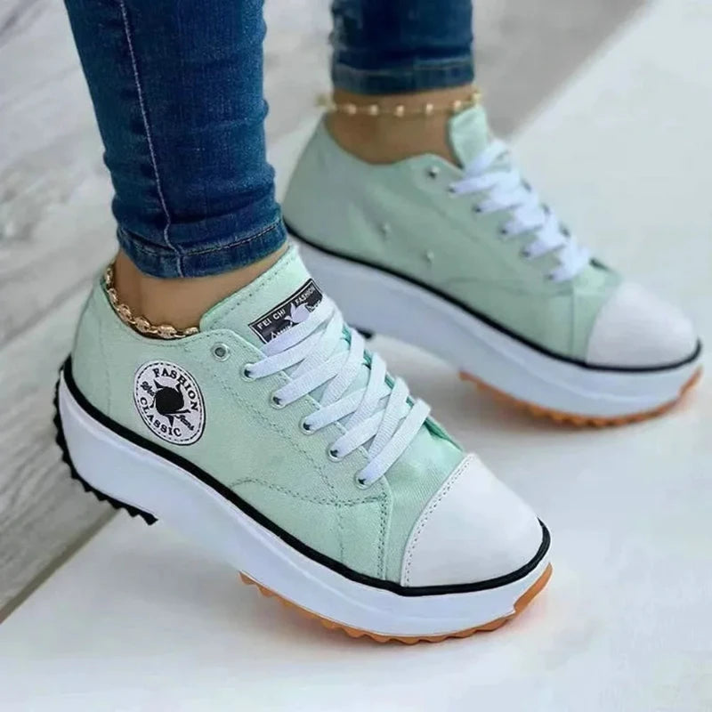 Shoes for Women Classic White Canvas Sneakers Fashion Platform Women Casual shoes High Quality Lace-Up Feamle Tennis Shoes 35-43