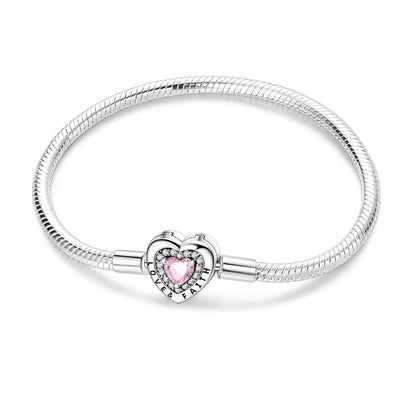Original 925 Sterling Silver Charm Bracelets Heart Clip Bead Snake Chain Bracelet Fit Charms Beads Diy For Woman Fine Jewelry