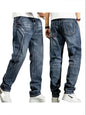 Men's New Straight Leg Stretchable Jeans Casual Pants with Personality Design Comfortable Fit Modern Style