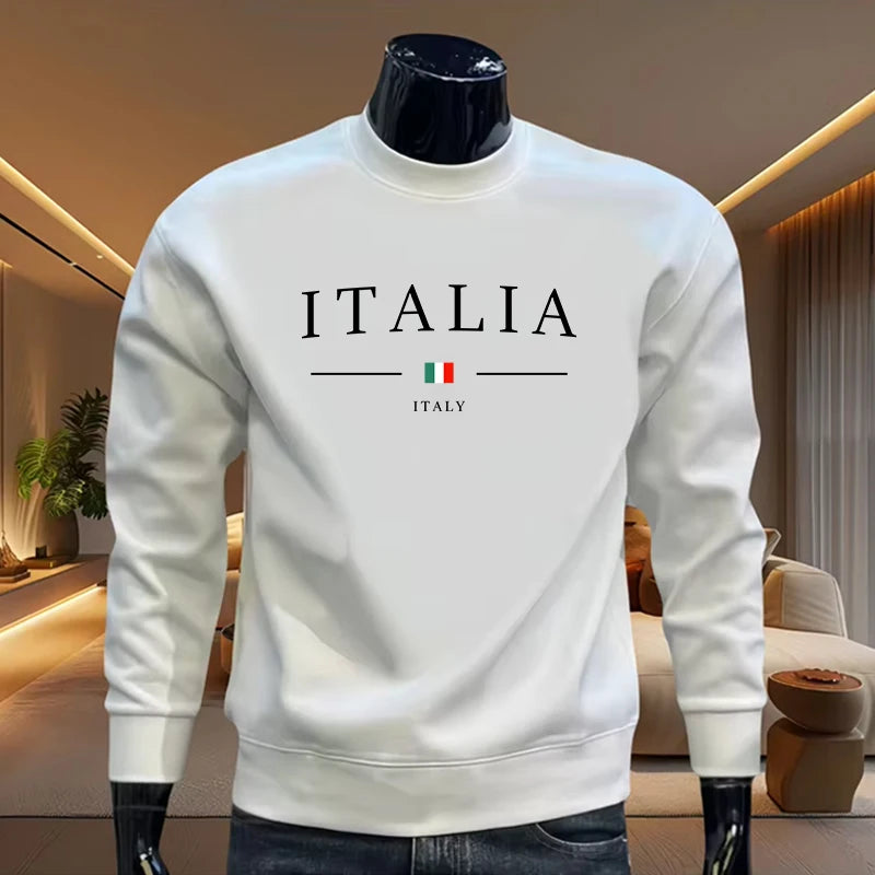 Italy Printing Mens Sweatshirts Casual O-Neck Tops Outdoors Sports Jogging Mens Clothing Autumn Winter Pullover Sportswear 2025