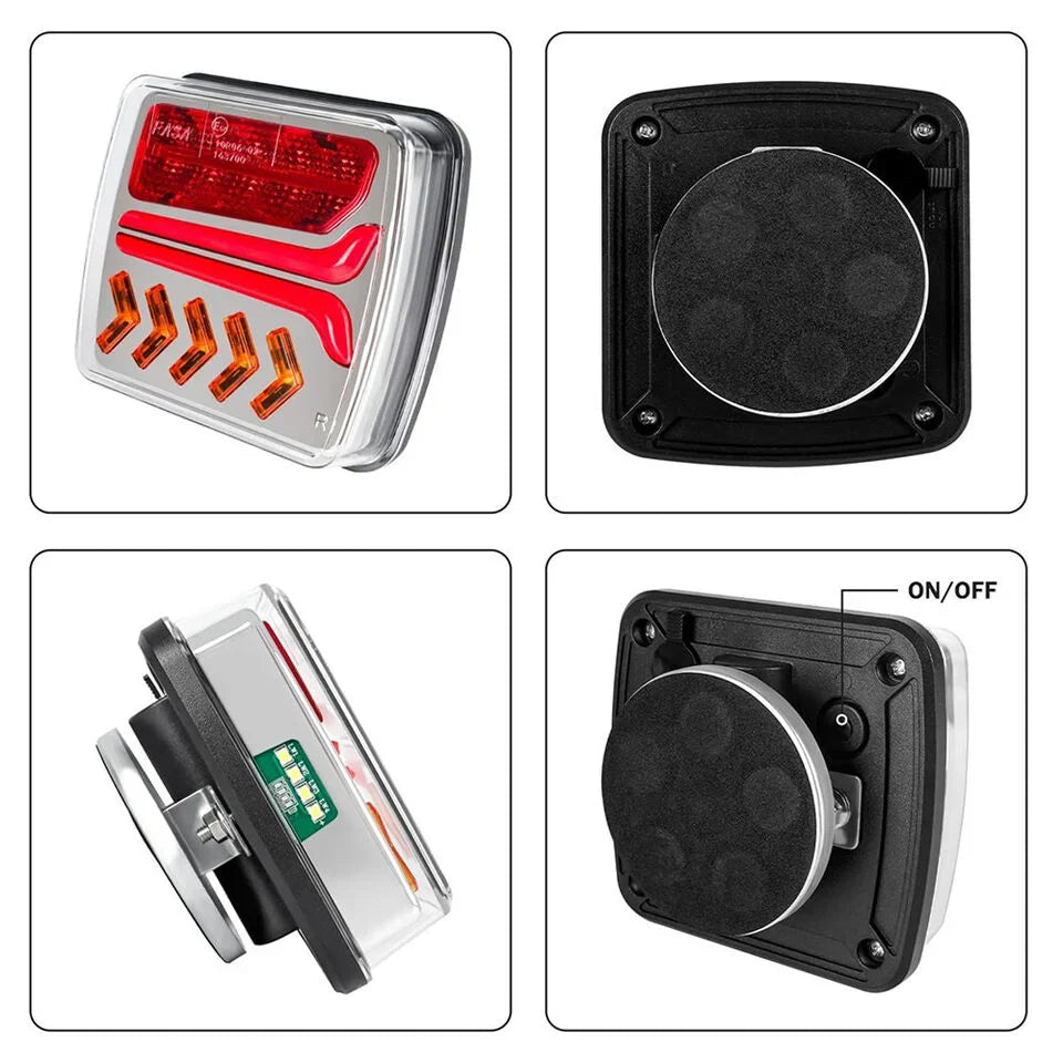 1 Set Waterproof 12V 24V Wireless Magnetic LED Truck Tail Light Rear Light Signal Warning Brake Lamp 7 Pin Trailer Caravan Lorry
