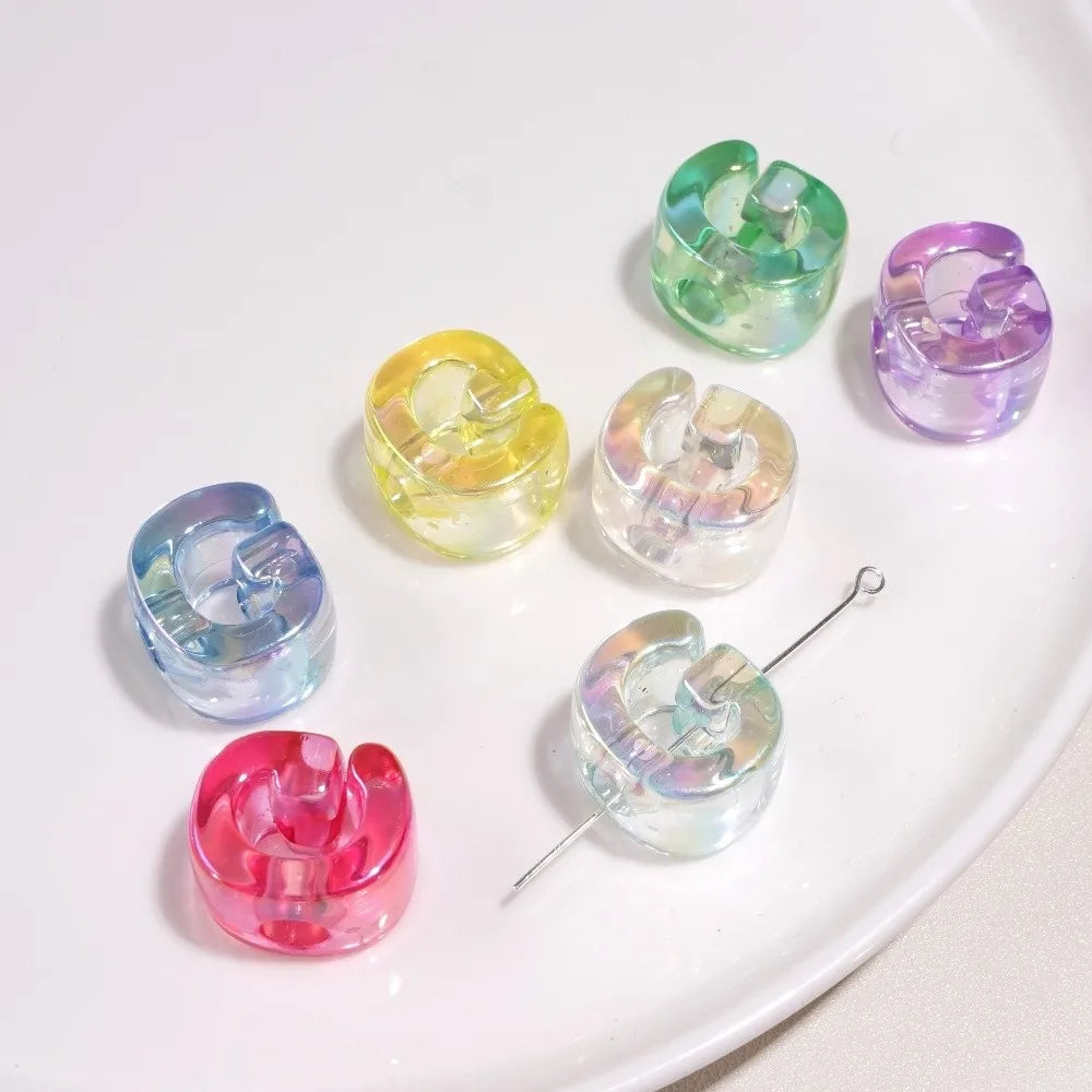 10pcs New Acrylic Iridescent Beads DIY Keychain Mixed Color Letter Beads Bag Charm Phone Chain Jewelry Making Beads Gifts Giving