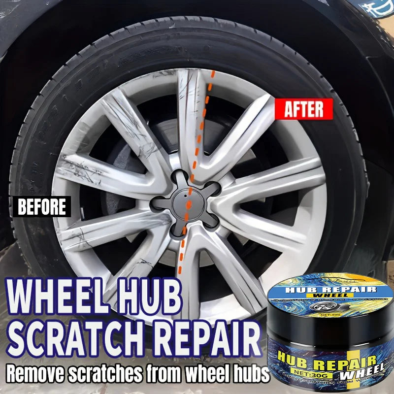 Universal Car Wheel Hub Repair Paste 30g - Scratch, Fade Removal for Aluminum Alloy & Chrome Rims, Polishing Wax for Black, Whit