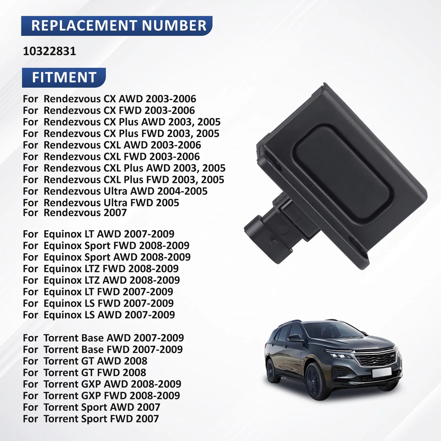 Liftgate Tailgate Button Switch For 2007-2009 Chevrolet Equinox Buick Rendezvous 2003-2007 Pontiac Torrent OE 730-76461 10322831