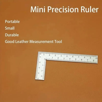 Mini Square Stainless Steel L Shaped Ruler High Precision Double Sided Thickened Corner Gauge Uses for Leather Design Craft