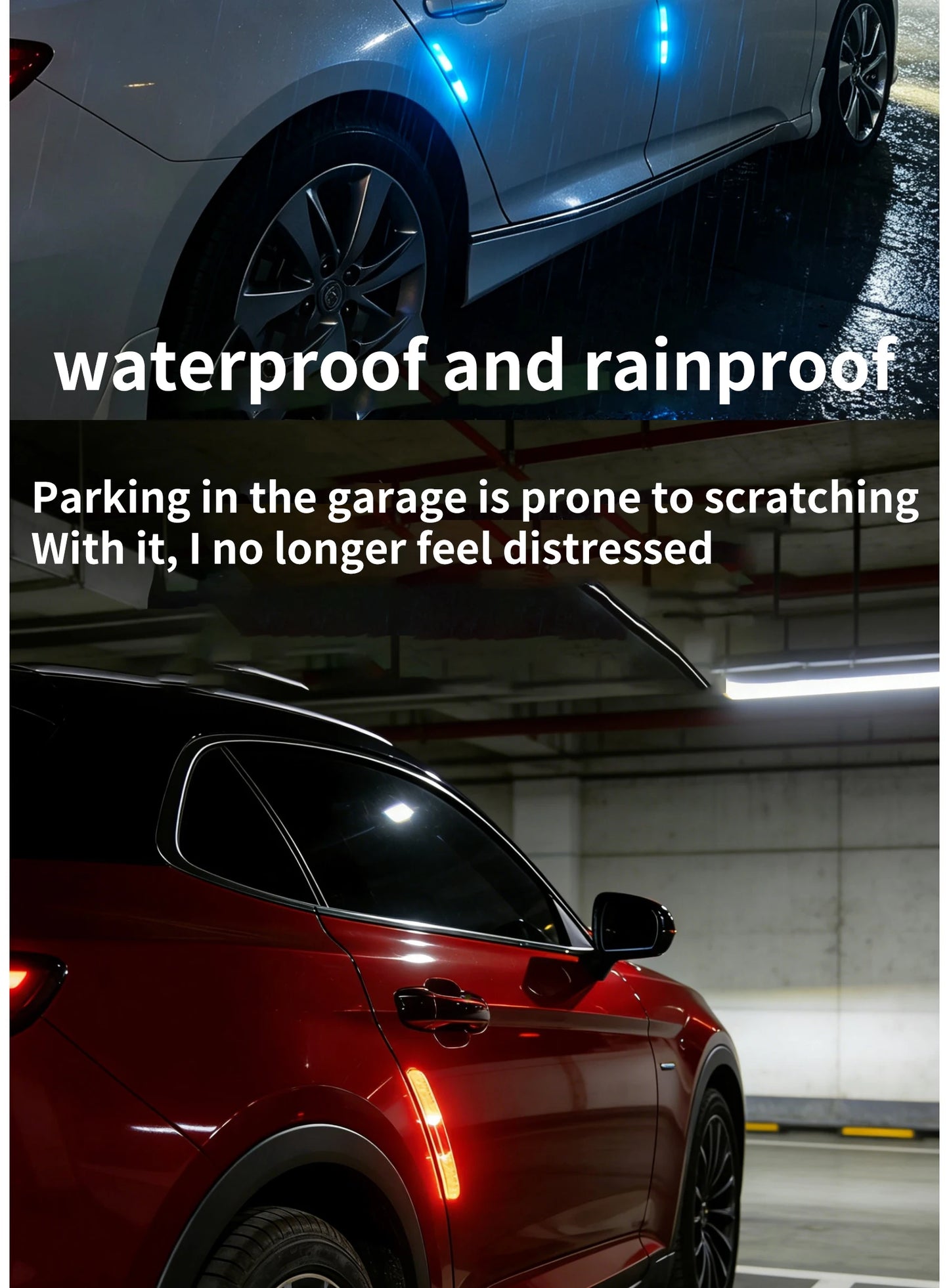 Car doors, electric motorcycles, anti scratch and anti-collision strips, solar warning and anti rear end collision lights, no wi