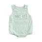 Baby Boy Summer Romper Overalls Letter Embroidery Plaid Print Sleeveless Round Neck Jumpsuit Newborn Baby Boy Clothes