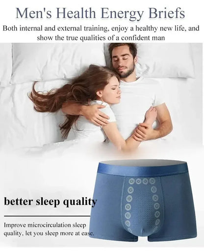 Men’s Boxer Shorts Non-Marking Mid Waist Anion Technology Comfort Underwear Breathable Massage Design Black Men’s Underpants