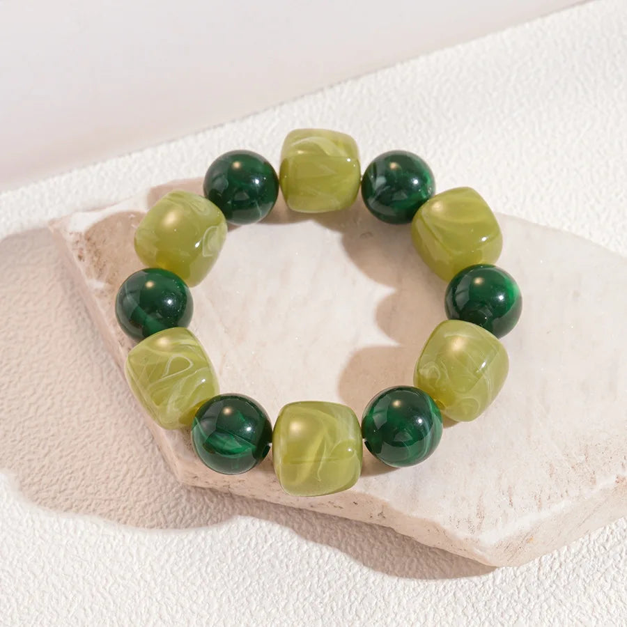 Acrylic Irregular Square Round Beaded Bracelet Bangle for Women Imitation Stone Chain Bracelet Hand Accessories Couple Gifts K